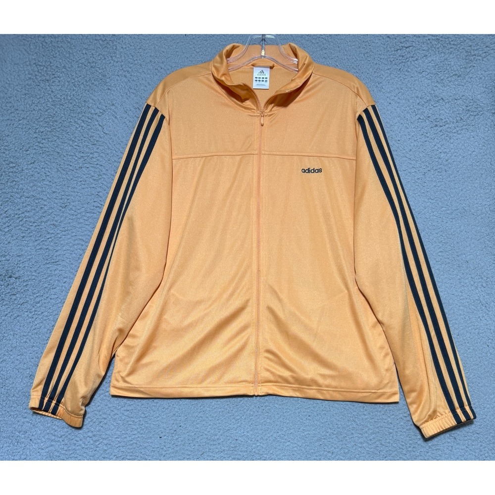 adidas Full zip Orange track jacket Womens size XL 3 stripe sleeves